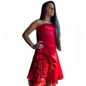 Jessica McClintock Vintage Gunne Sax Red Formal Strapless A-Line Dress Size 5/6
